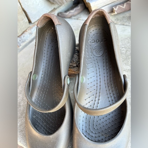 Crocs Brown Alice work brown ballet flat Mary Jane women’s slip on shoes Sz-6. G - Picture 9 of 9